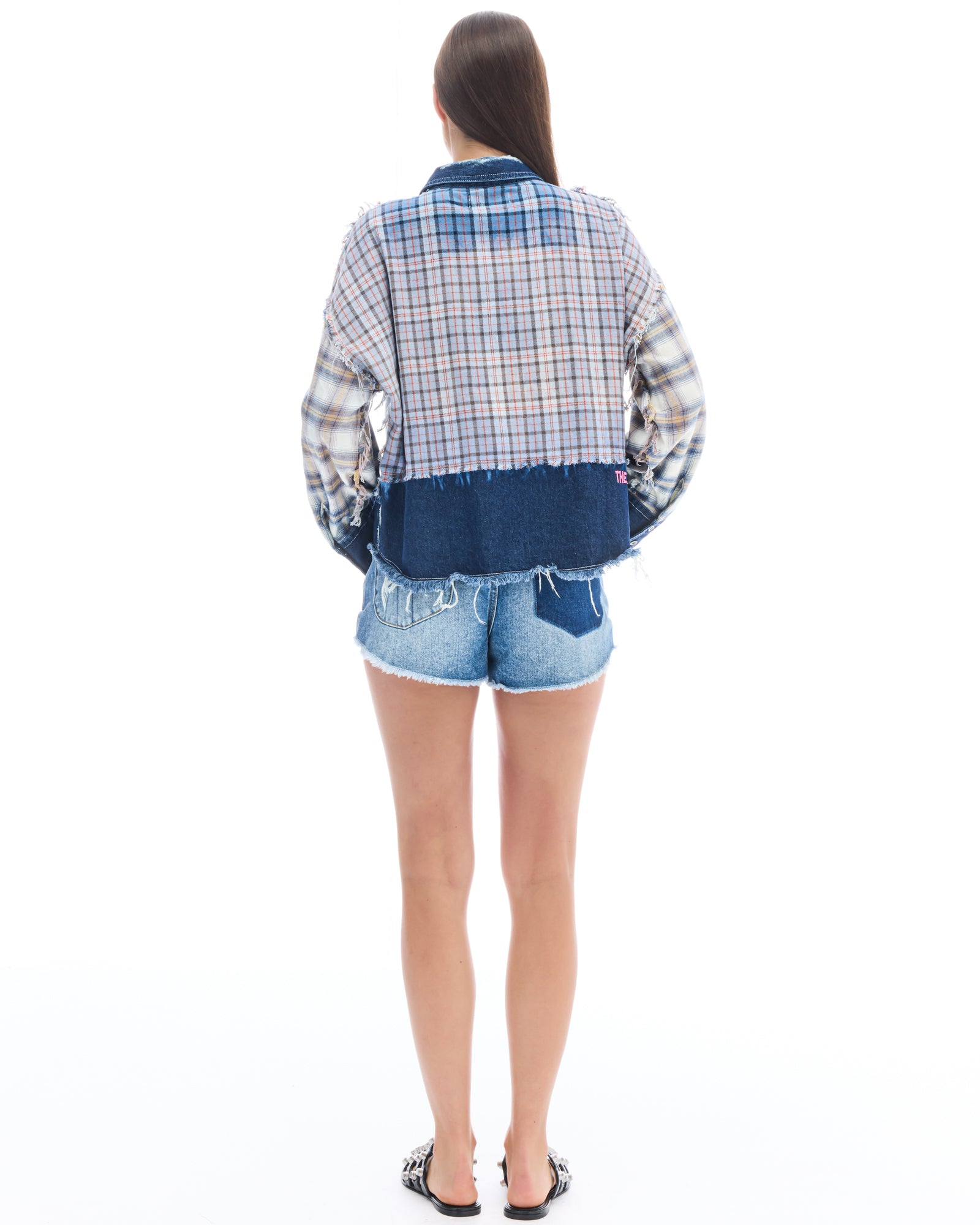 Mixed Flannel And Denim Shirt