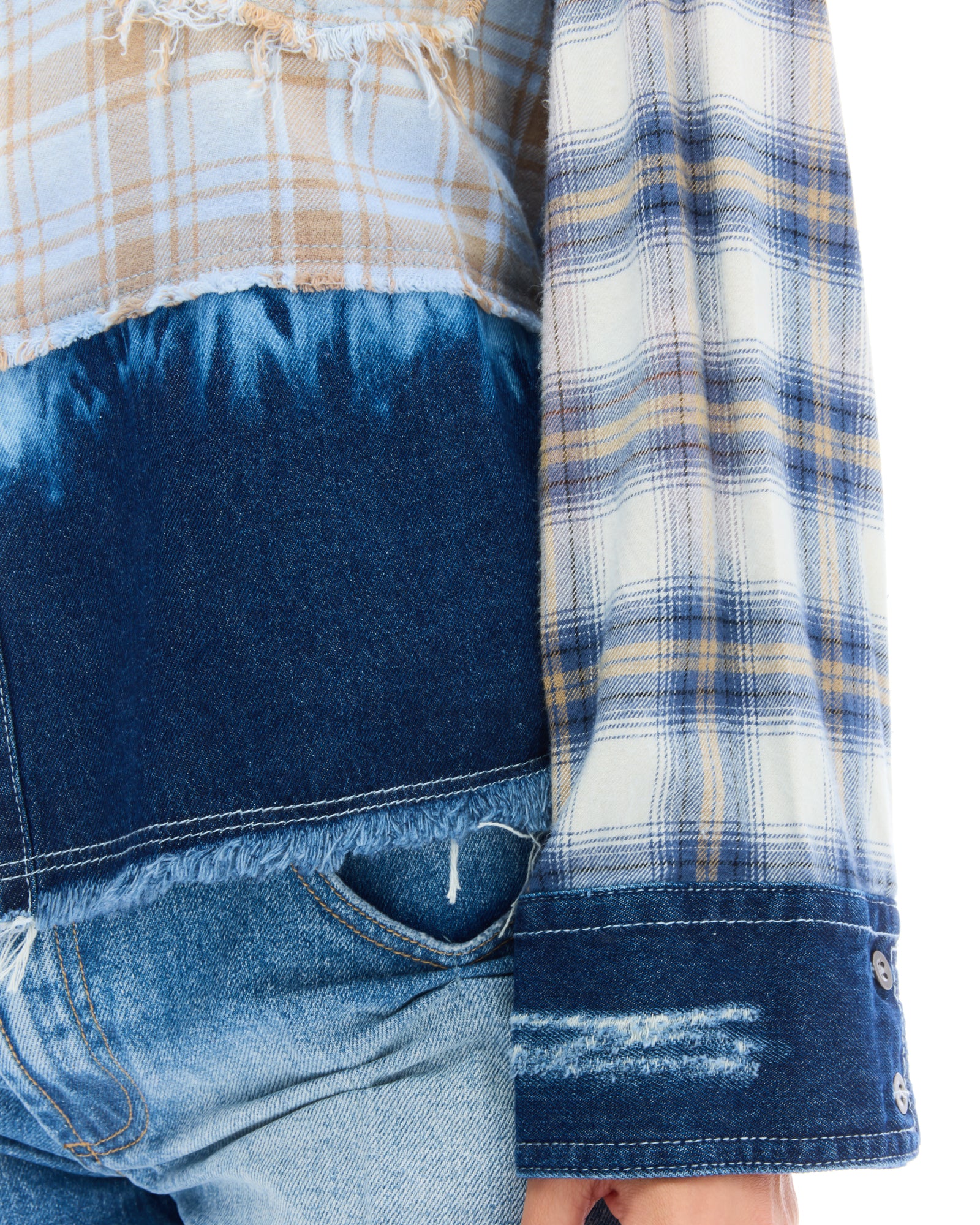 Mixed Flannel And Denim Shirt