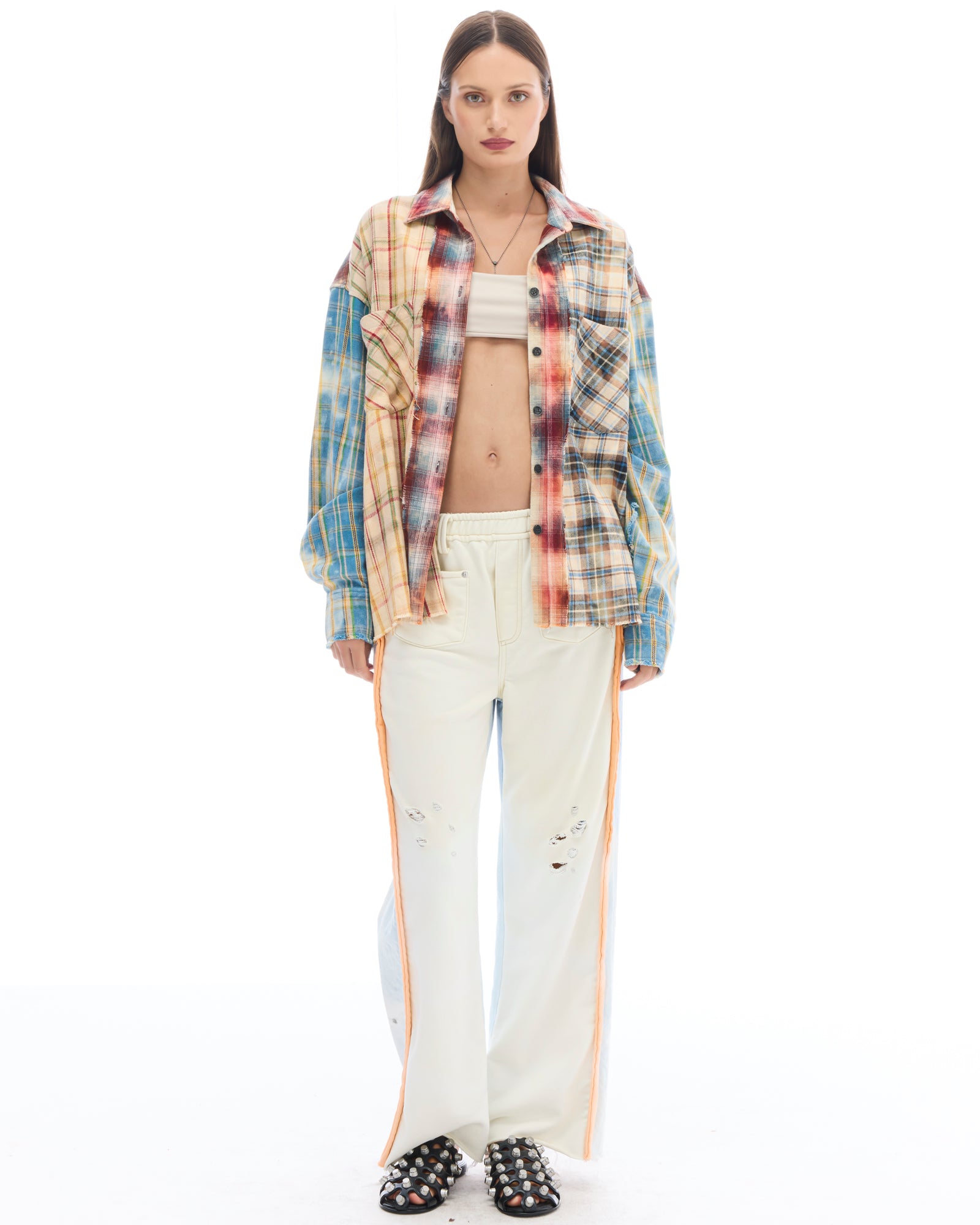 Patchwork Check Flannel Shirt