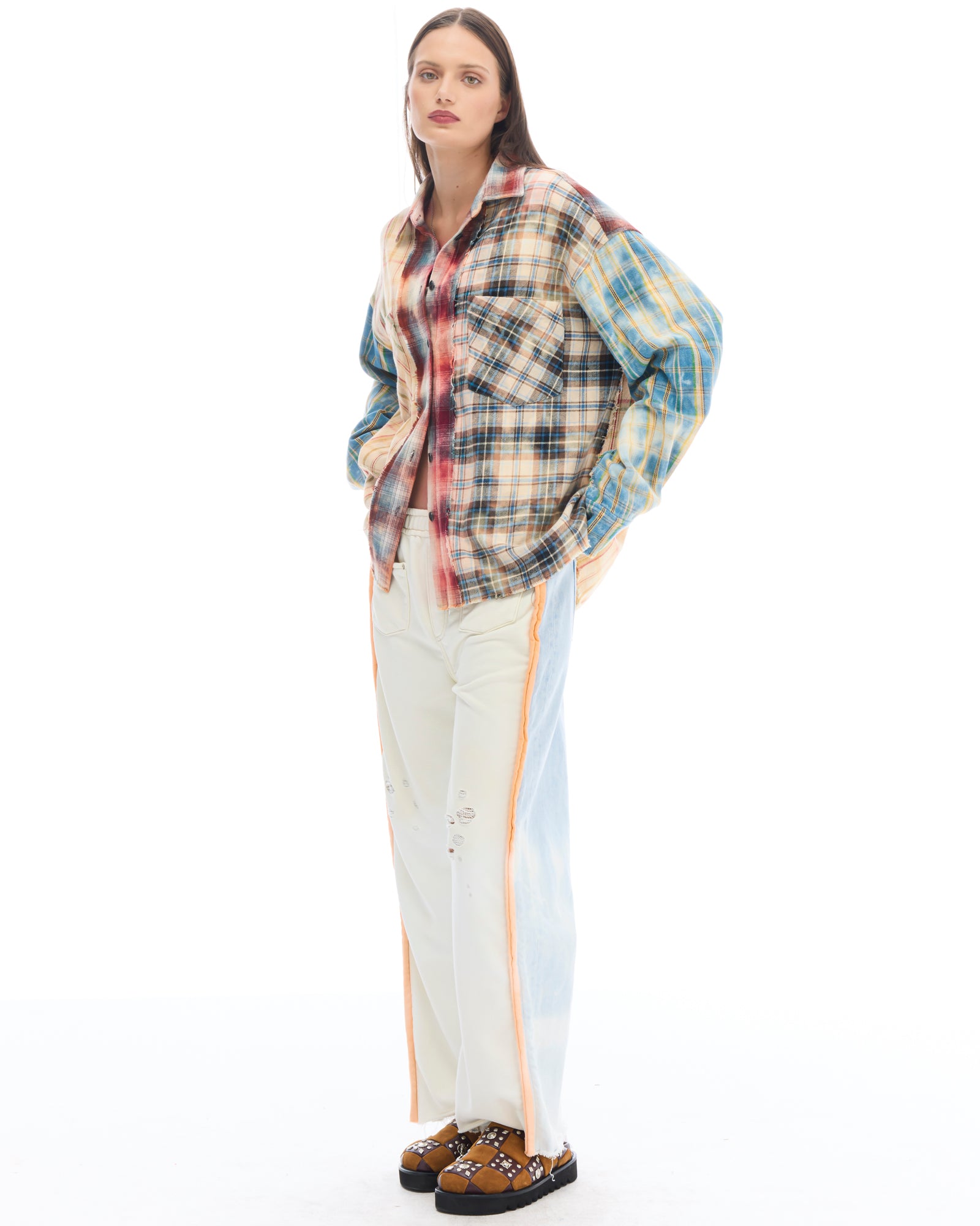Patchwork Check Flannel Shirt