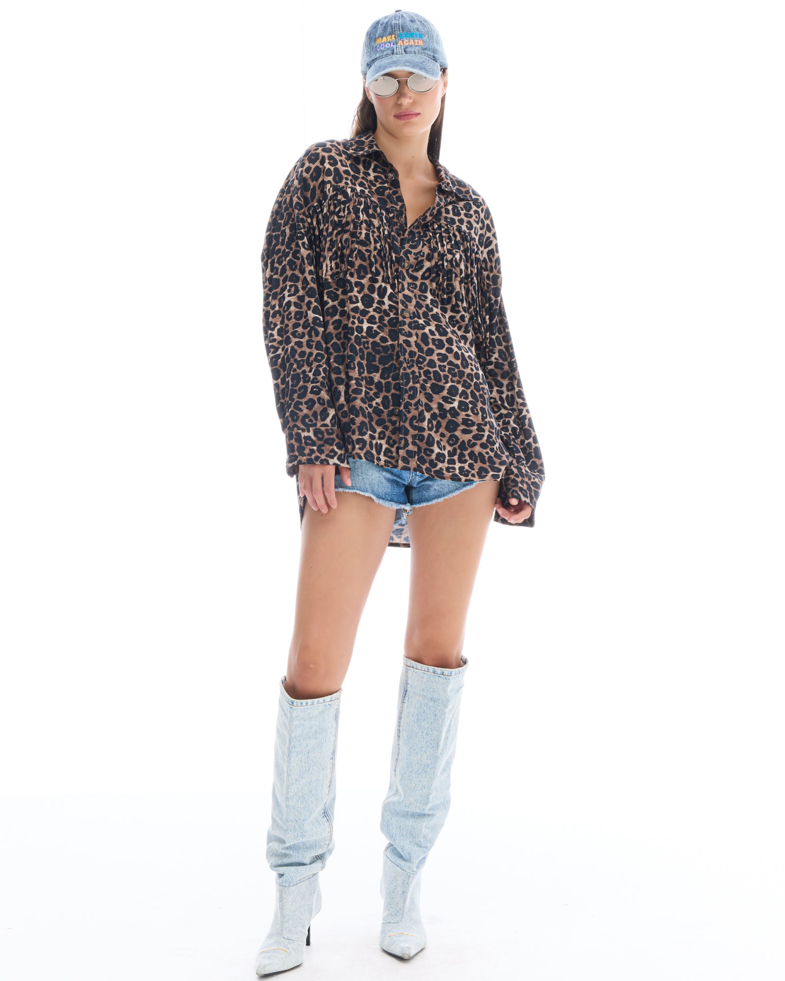 Ibiza Animal Fringed Long Sleeve Shirt