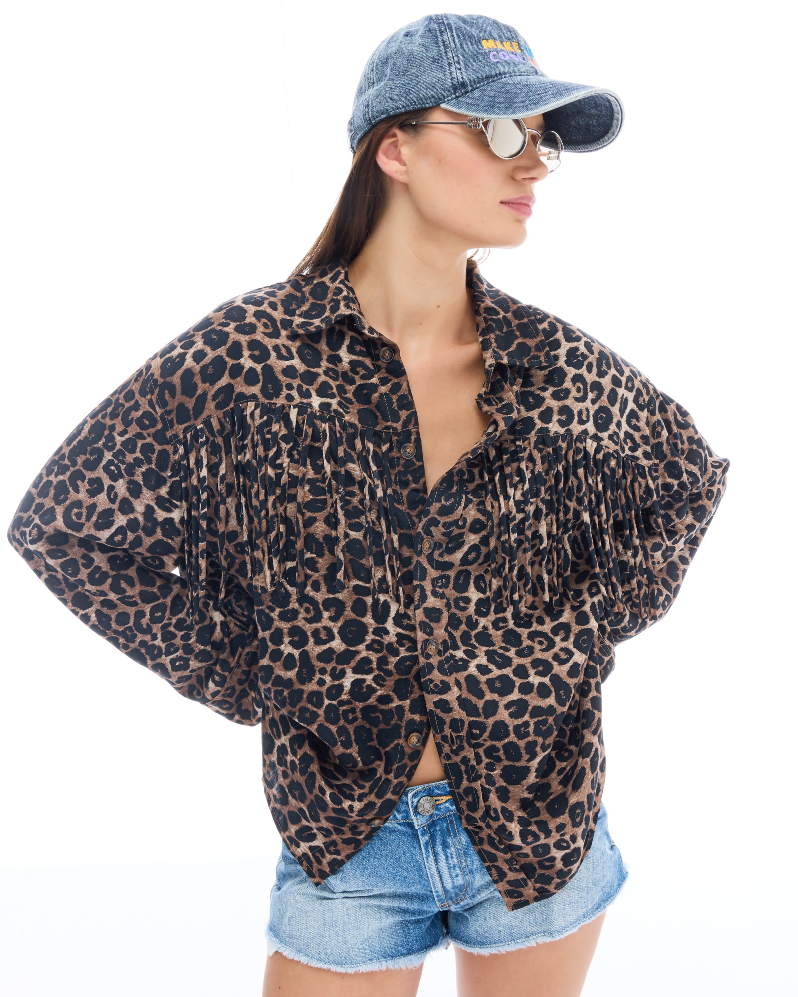 Ibiza Animal Fringed Long Sleeve Shirt