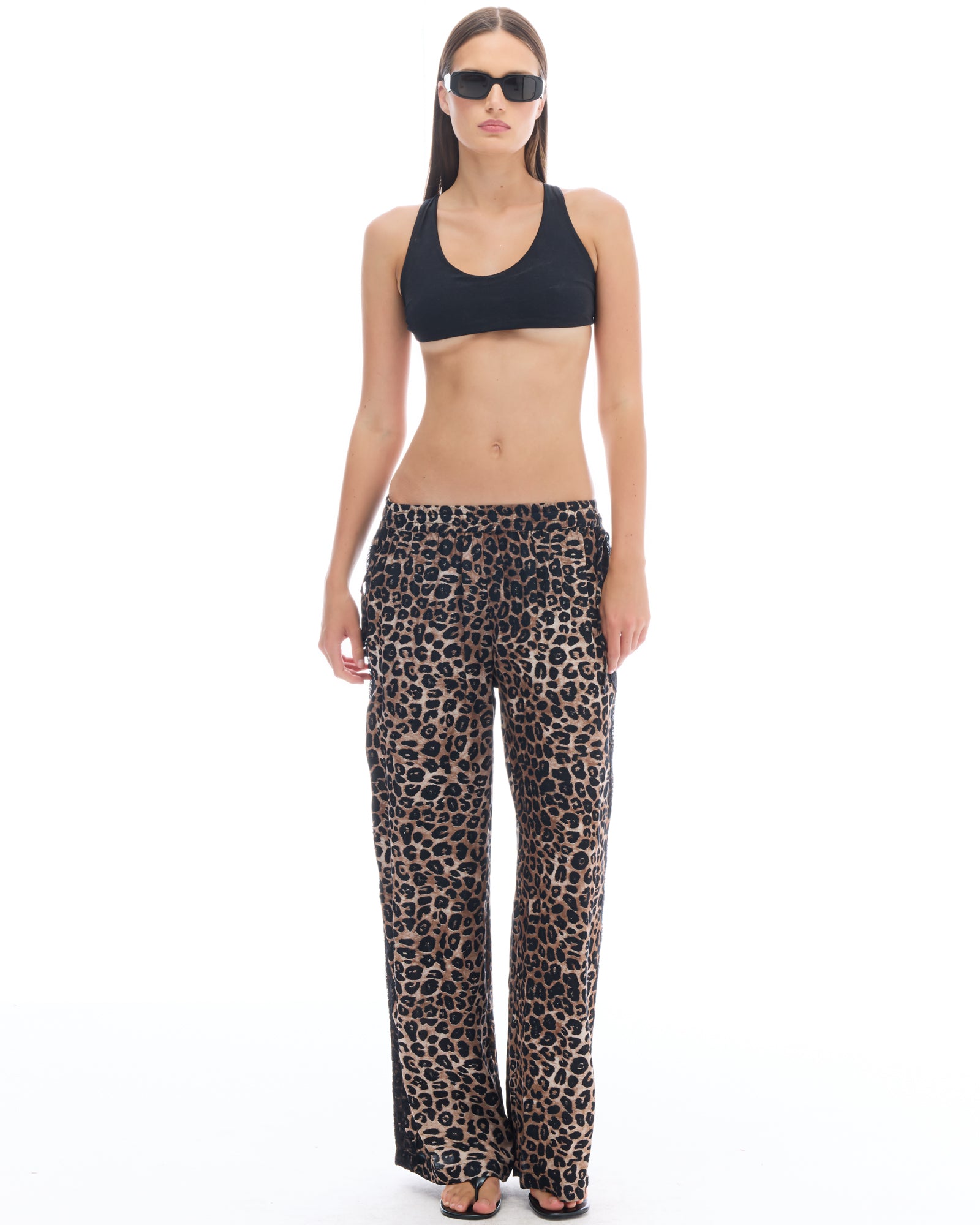 Animal Tuxedo Lace Wide Leg Pants