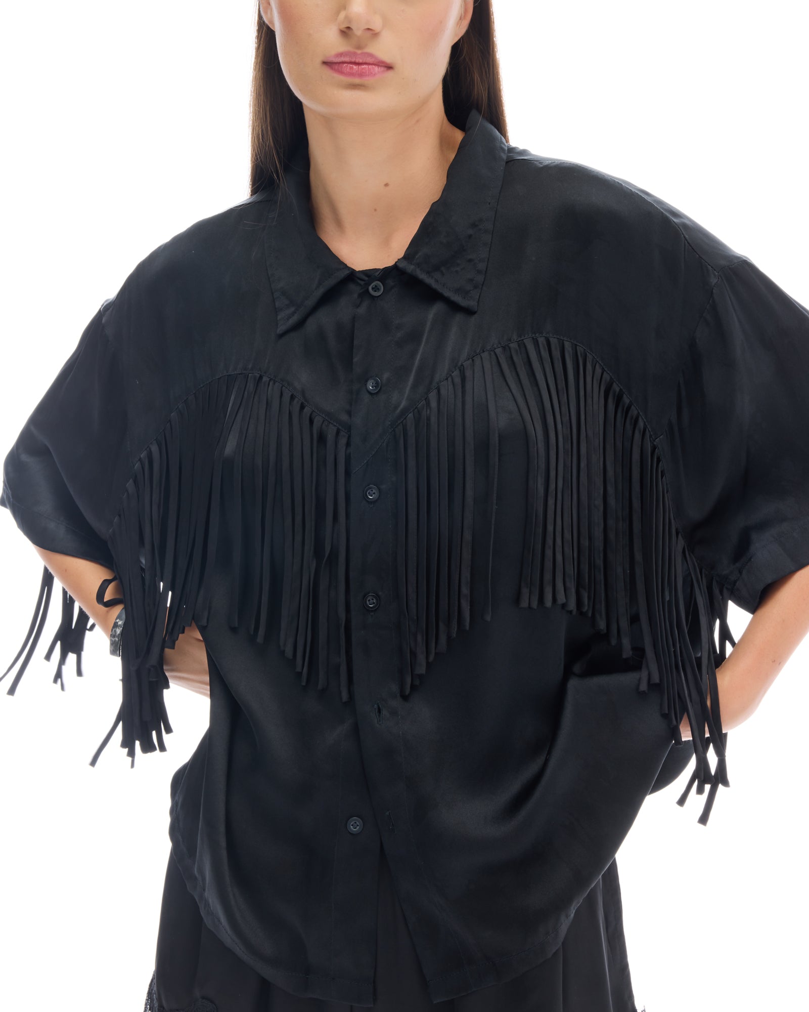 Ibiza Nights Satin Fringed Shirt