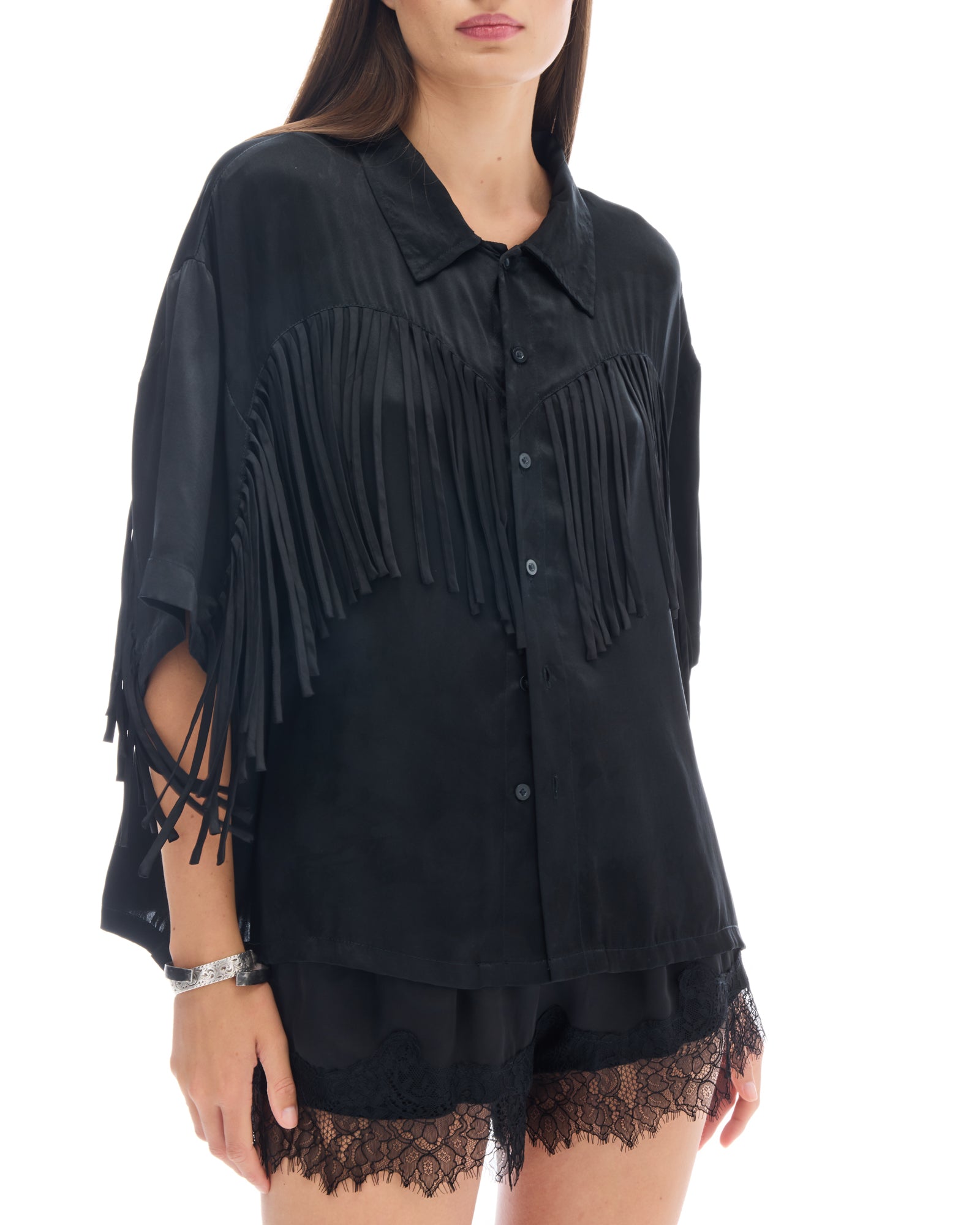 Ibiza Nights Satin Fringed Shirt