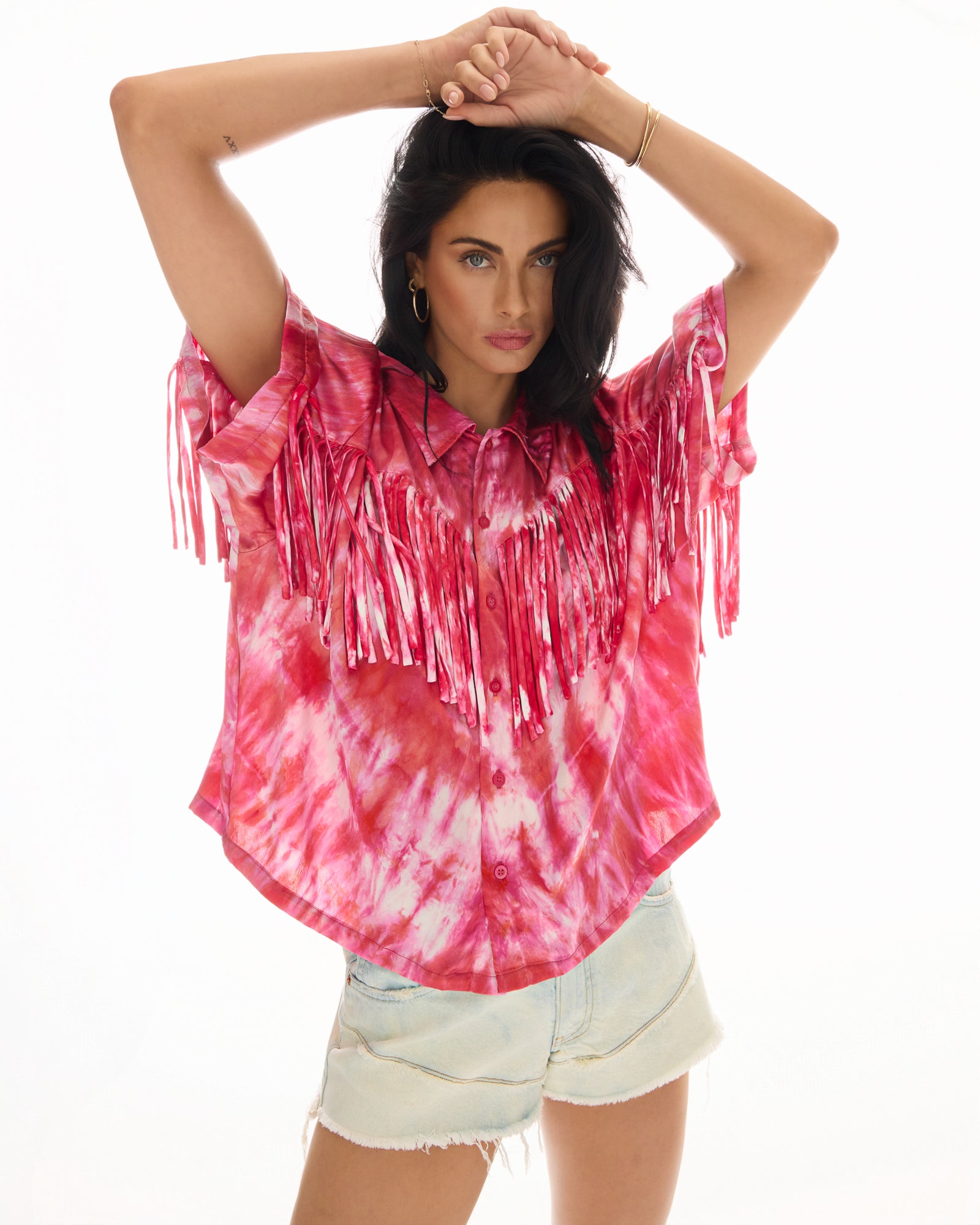 Ibiza Sky Hand Dyed Fringed Shirt