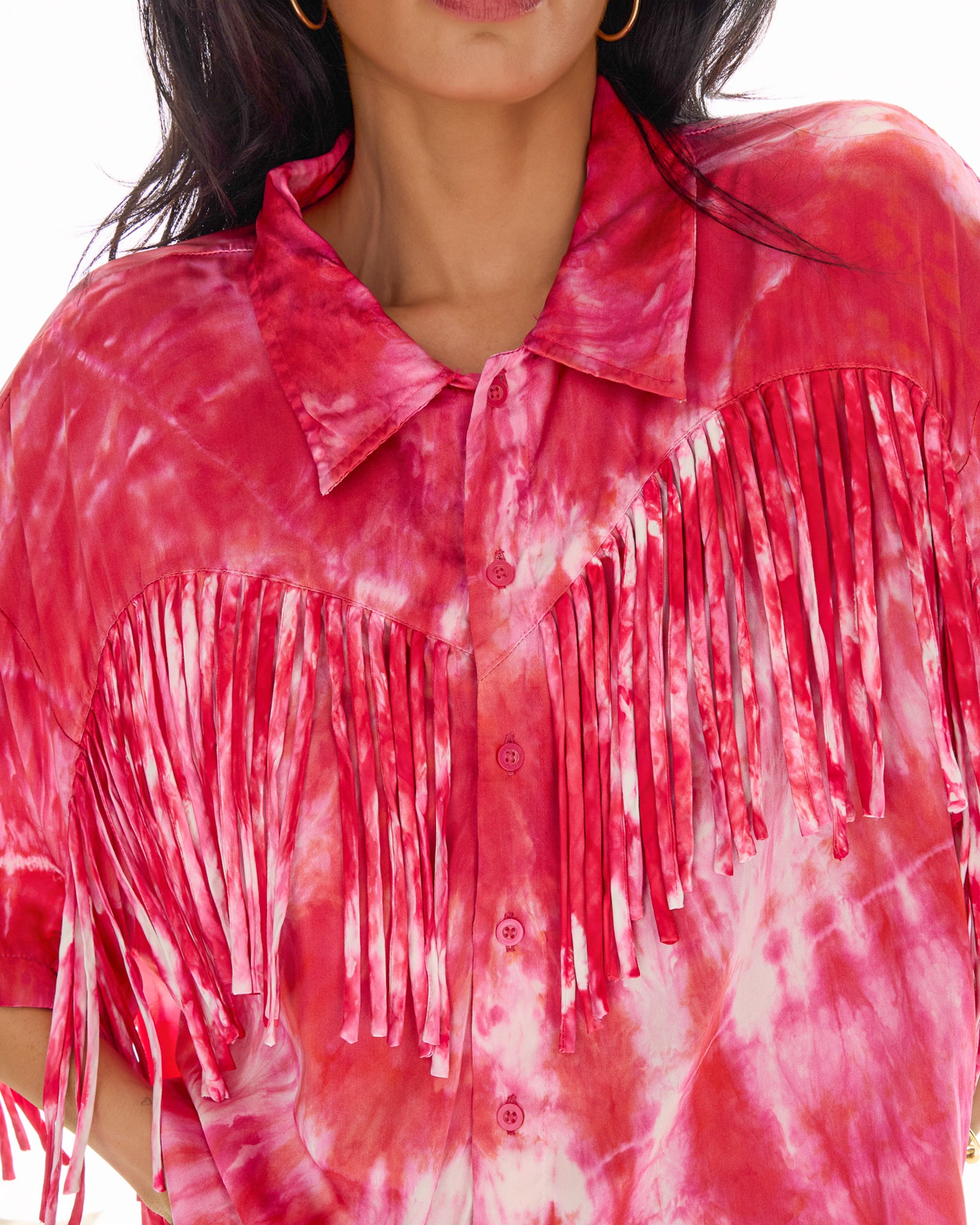 Ibiza Sky Hand Dyed Fringed Shirt