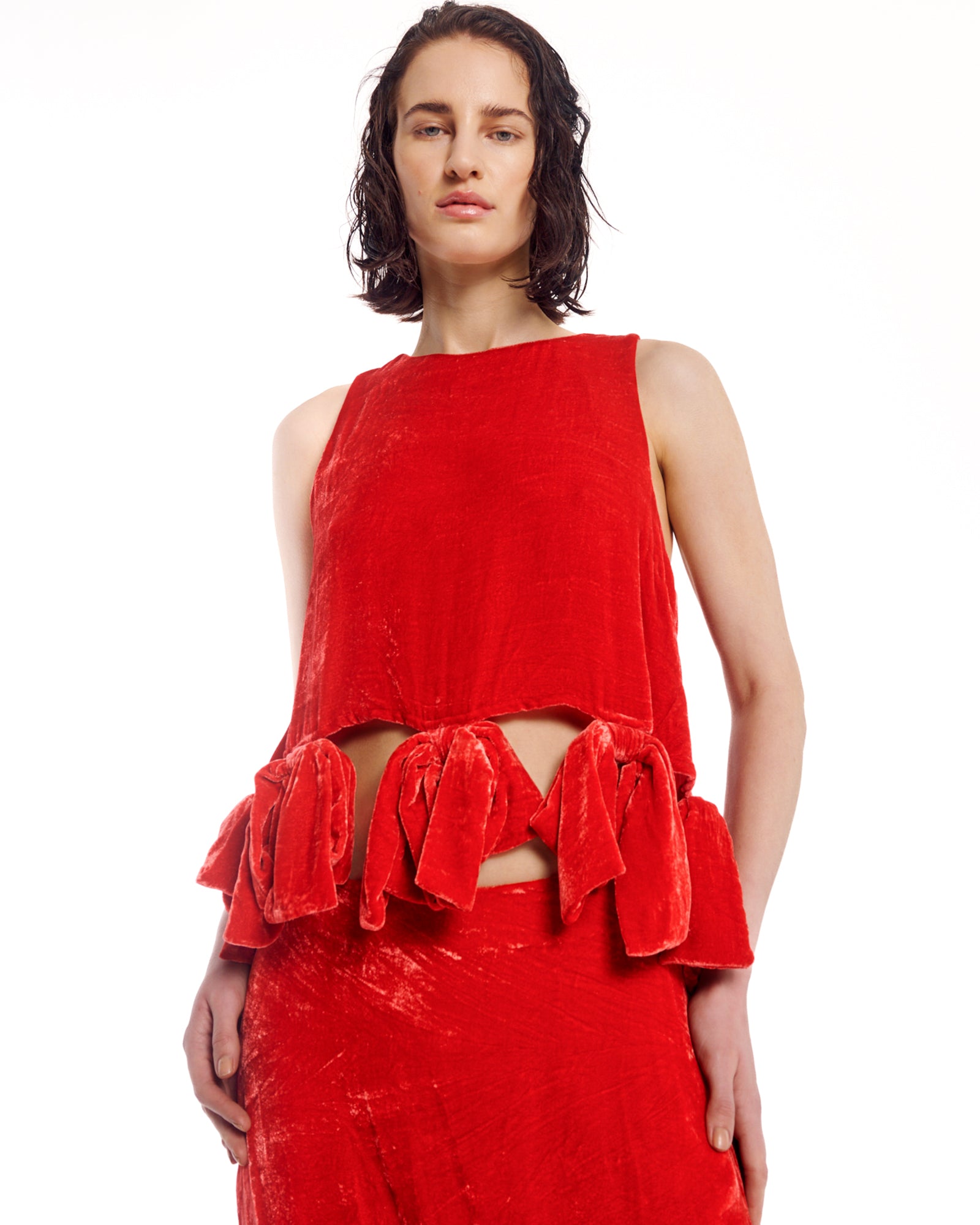 Silk Velvet Party Bow Top