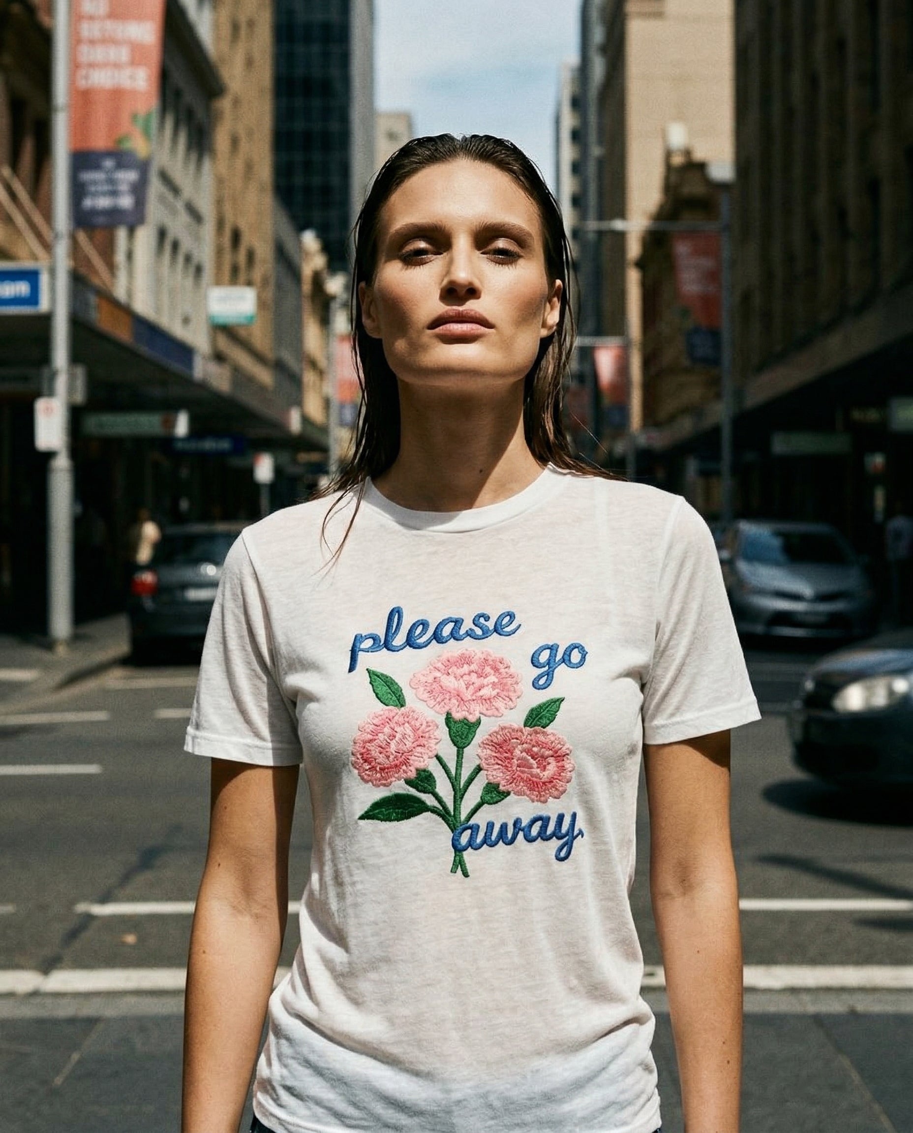 Please Go Away Fitted Tencel Tee