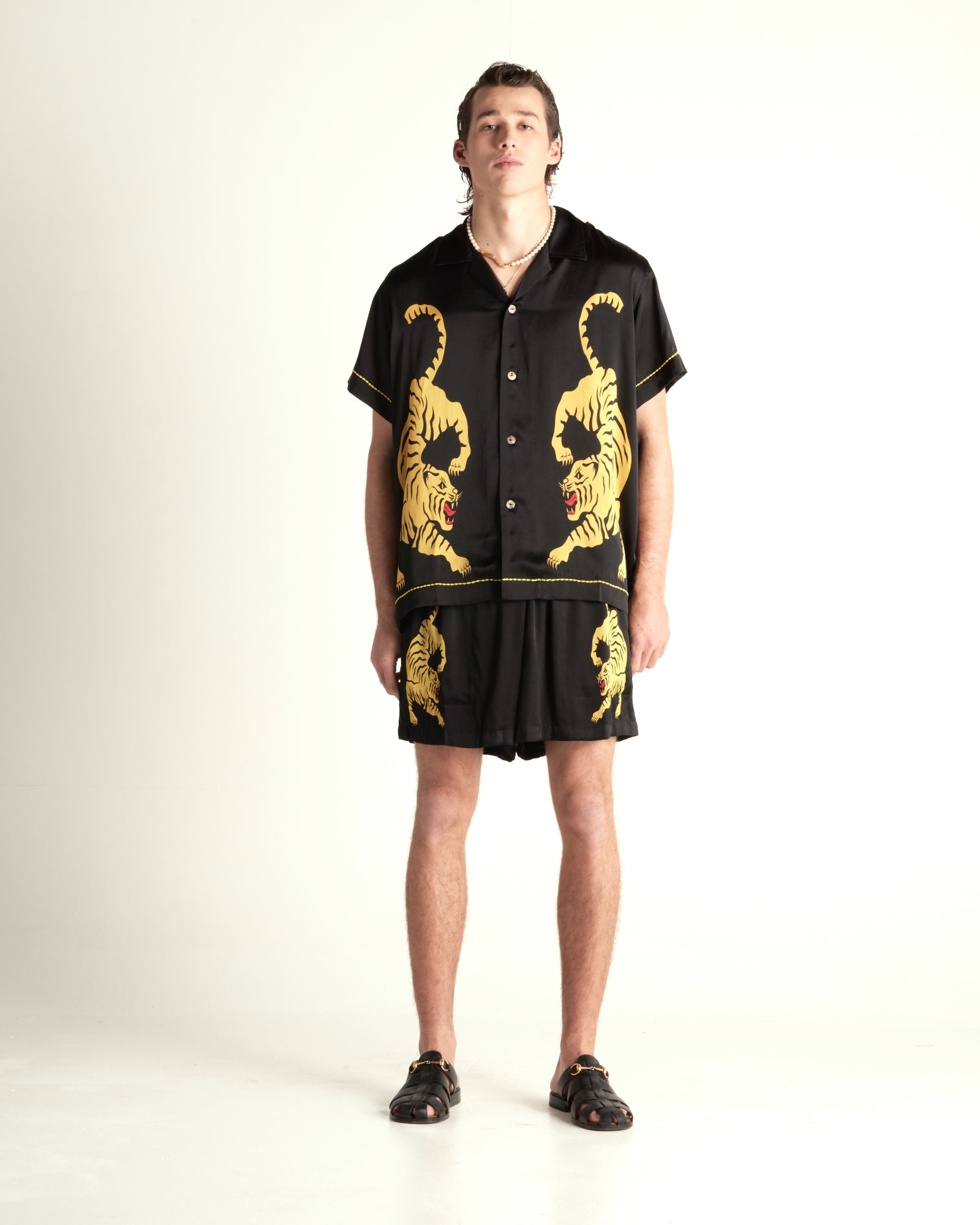 Silk Satin Crouching Tiger Shorts