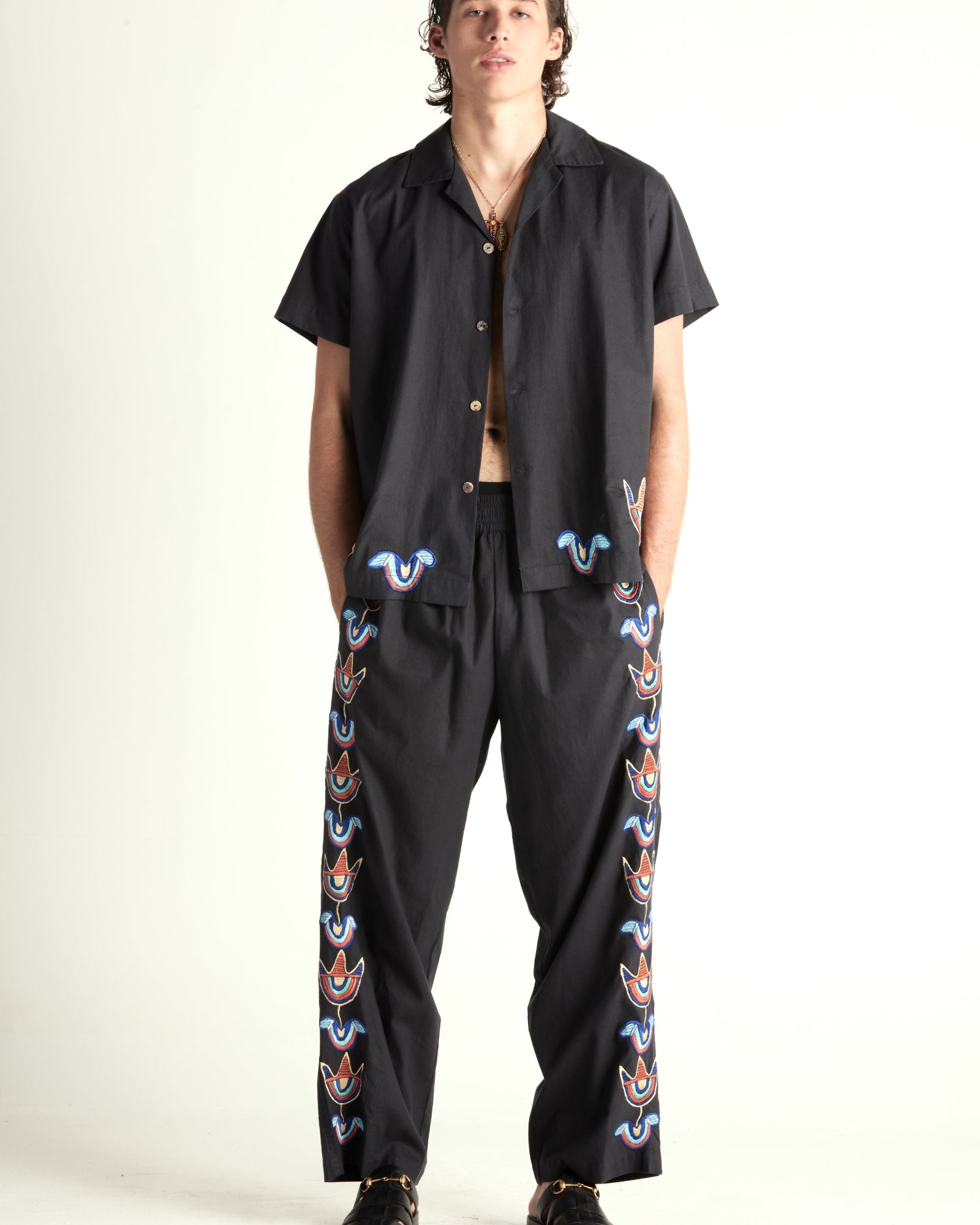 Toucan Embroidered Pants