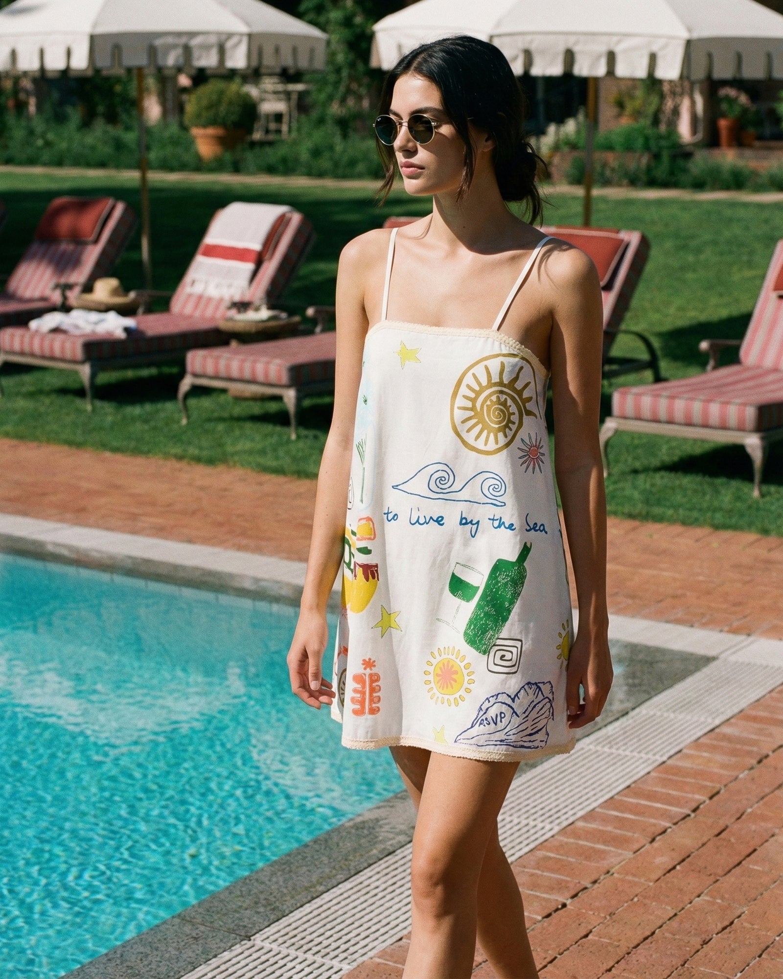 Illustrated Summer Cotton Slip Dress