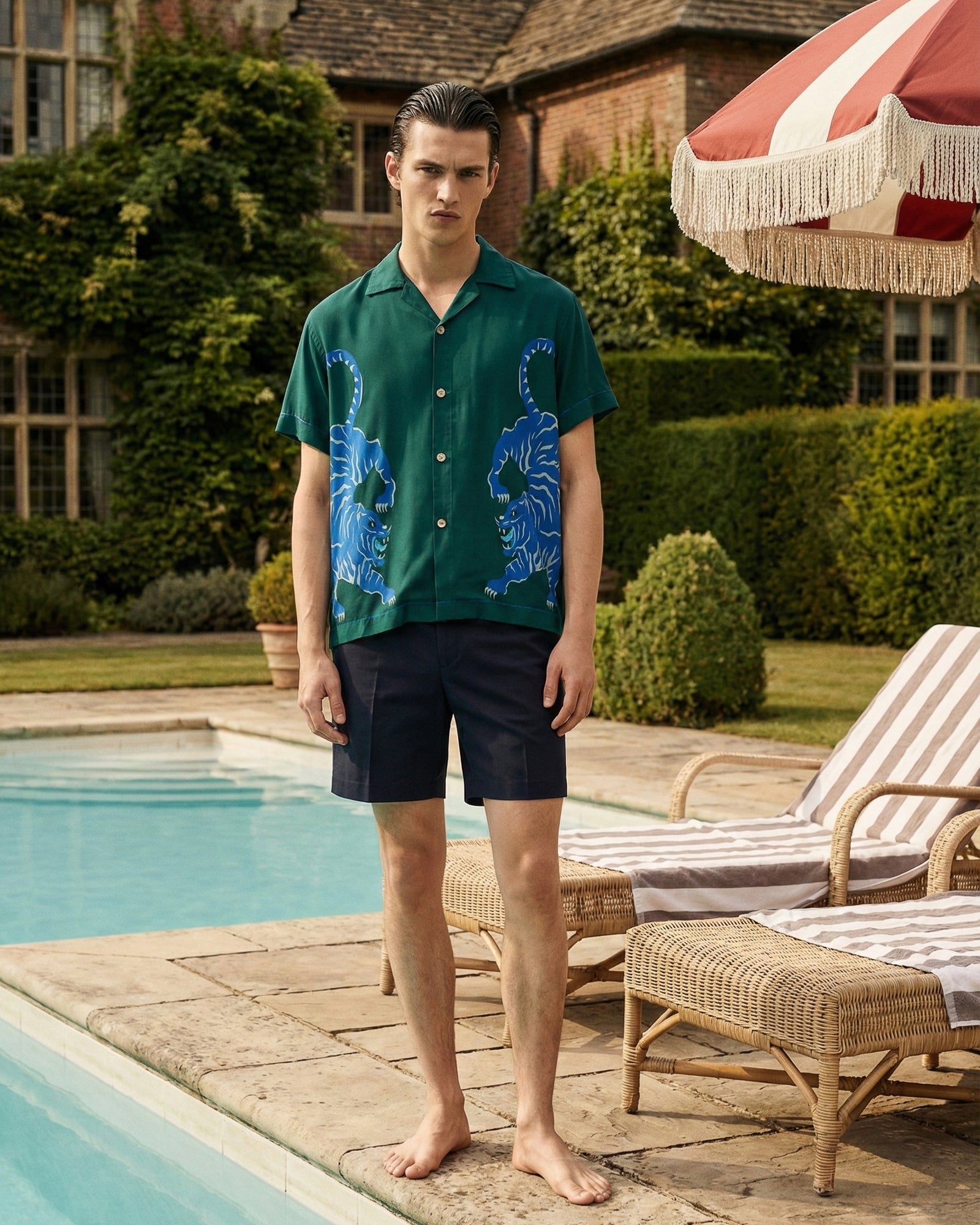 Crouching Tiger Emerald Camp Shirt